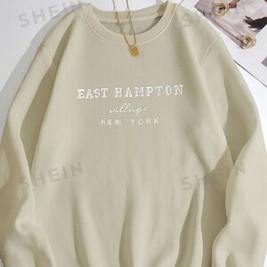 Letter Embroidery ‘East Hampton Village New York’ Thermal Pullover